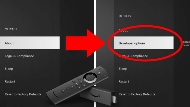 Step 1 — Enable Install Unknown Apps on Amazon Firestick in Developer Options settings for TiviMate sideload installation